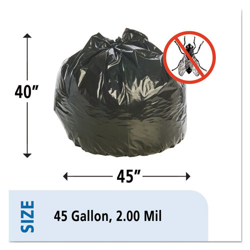 Insect-repellent Trash Bags, 45 Gal, 2 Mil, 40" X 45", Black, 65/box