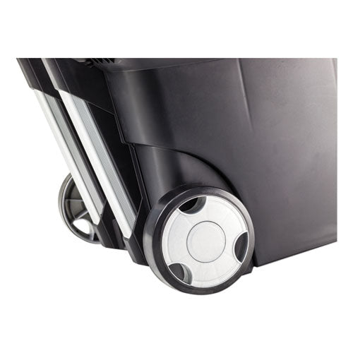 Premium Mobile File Transport Box With Telescoping Handle And Organizer Tray, Letter Files, 15" X 16.38" X 14.25", Black/gray.
