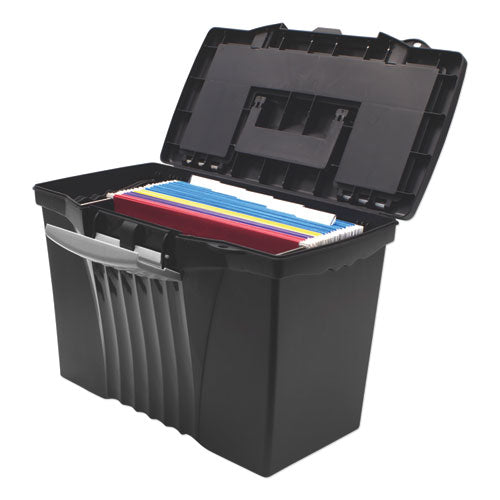 Portable Letter/legal Filebox With Organizer Lid, Letter/legal Files, 14.5" X 10.5" X 12", Black.
