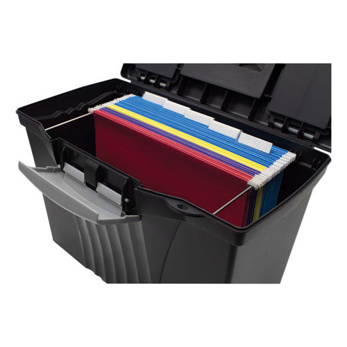 Portable Letter/legal Filebox With Organizer Lid, Letter/legal Files, 14.5" X 10.5" X 12", Black.