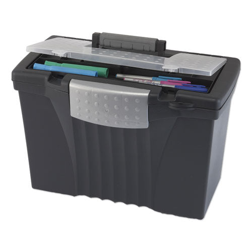 Portable Letter/legal Filebox With Organizer Lid, Letter/legal Files, 14.5" X 10.5" X 12", Black.