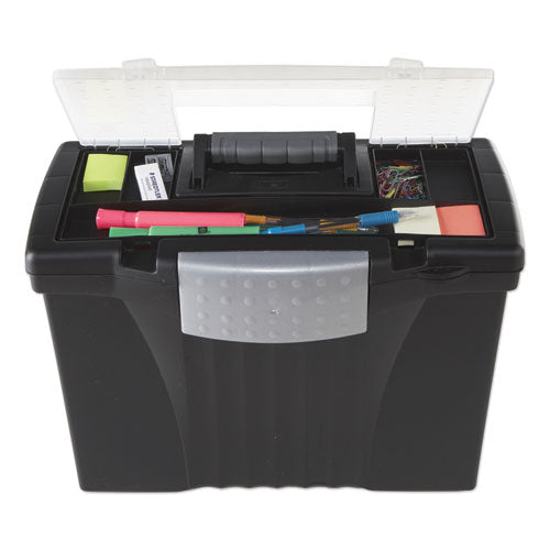 Portable Letter/legal Filebox With Organizer Lid, Letter/legal Files, 14.5" X 10.5" X 12", Black.