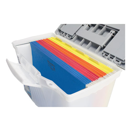 Portable Letter/legal Filebox With Organizer Lid, Letter/legal Files, 14.5" X 10.5" X 12", Clear/silver.