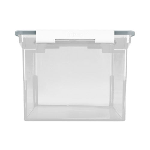 Portable File Tote With Locking Handles, Letter/legal Files, 18.5" X 14.25" X 10.88", Clear/silver