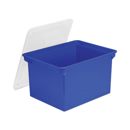 Plastic File Tote, Letter/legal Files, 18.5" X 14.25" X 10.88", Blue/clear.