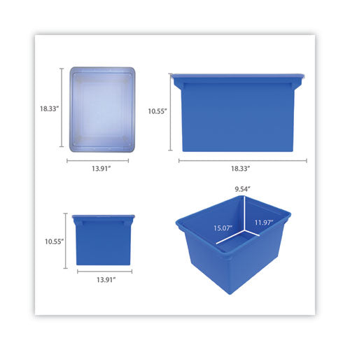 Plastic File Tote, Letter/legal Files, 18.5" X 14.25" X 10.88", Blue/clear.