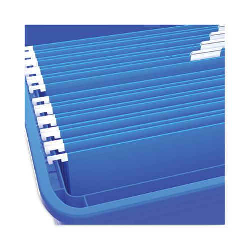 Plastic File Tote, Letter/legal Files, 18.5" X 14.25" X 10.88", Blue/clear.