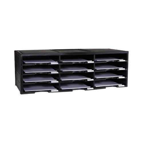 Storex Literature Organizer, 12 Compartments, 10.63 X 13.3 X 31.4, Black.