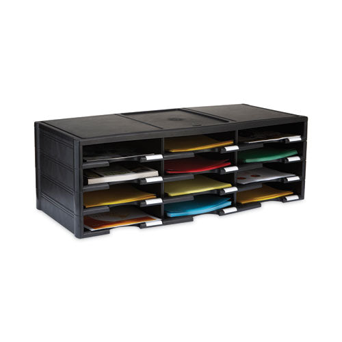 Storex Literature Organizer, 12 Compartments, 10.63 X 13.3 X 31.4, Black.