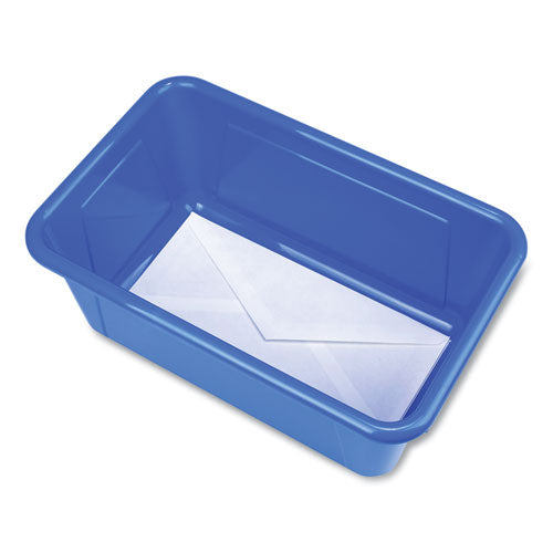 Cubby Bin With Lid, 1 Section, 2 Gal, 8.2 X 12.5 X 11.5, Blue, 5/pack.