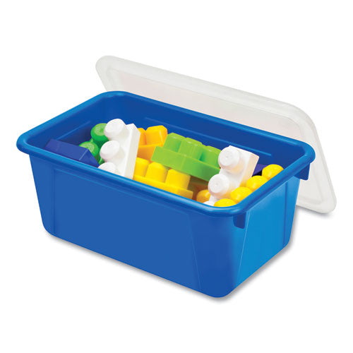 Cubby Bin With Lid, 1 Section, 2 Gal, 8.2 X 12.5 X 11.5, Blue, 5/pack.
