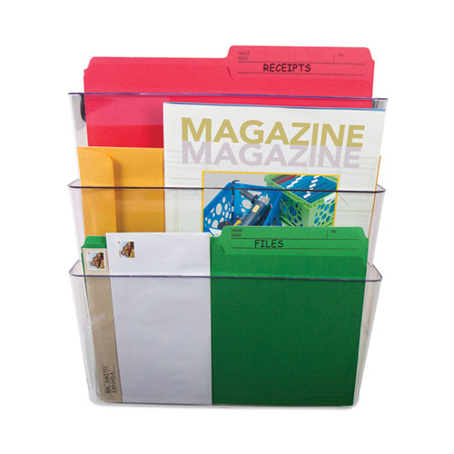 Wall File, 3 Sections, Letter Size, 13" X 4" X 14",  Clear, 3/set.