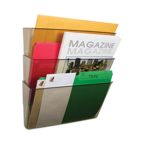 Wall File, 3 Sections, Letter Size, 13" X 4" X 14",  Smoke, 3/set.