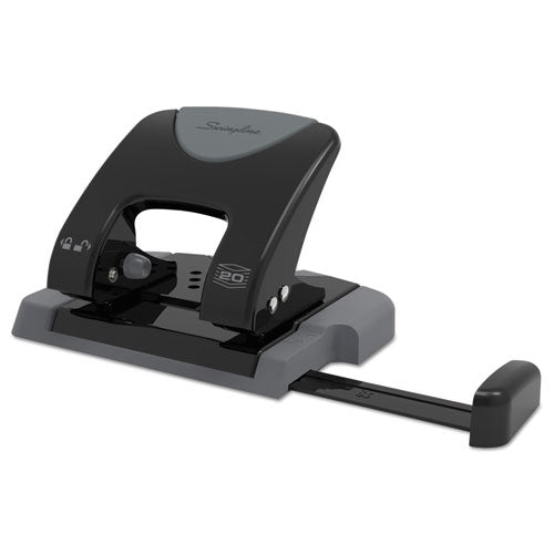 20-sheet Smarttouch Two-hole Punch, 9/32" Holes, Black/gray.