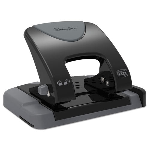 20-sheet Smarttouch Two-hole Punch, 9/32" Holes, Black/gray.