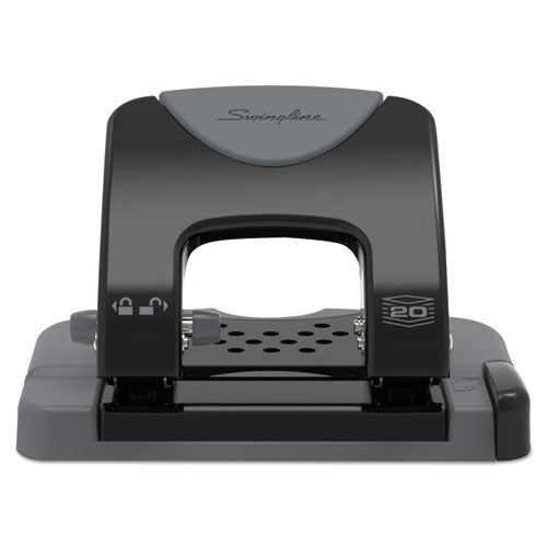 20-sheet Smarttouch Two-hole Punch, 9/32" Holes, Black/gray.