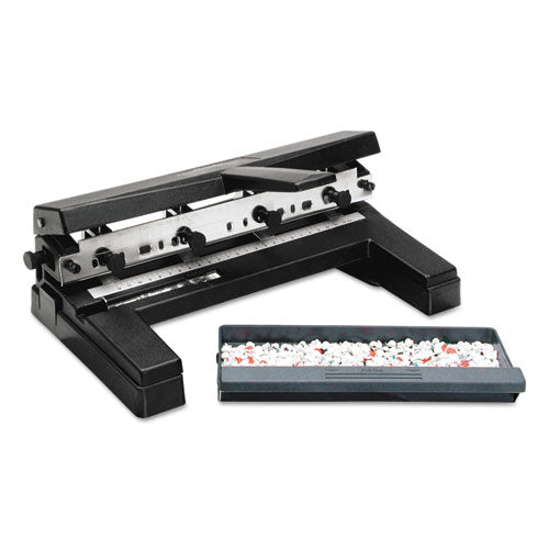 40-sheet Heavy-duty Two- To Four-hole Adjustable Heavy-duty Paper Punch, 9/32" Holes, Black.