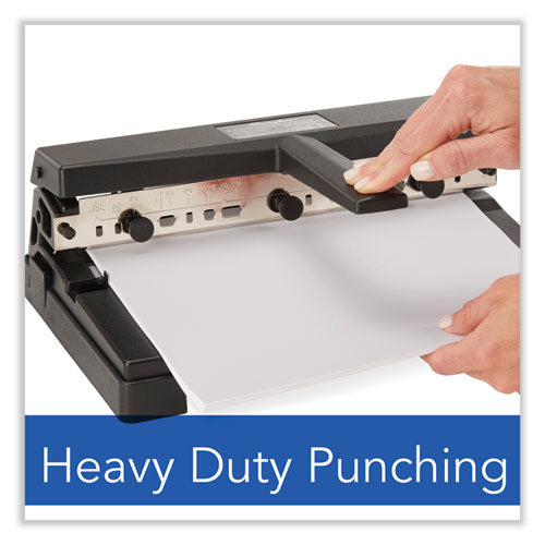 40-sheet Heavy-duty Two- To Four-hole Adjustable Heavy-duty Paper Punch, 9/32" Holes, Black.