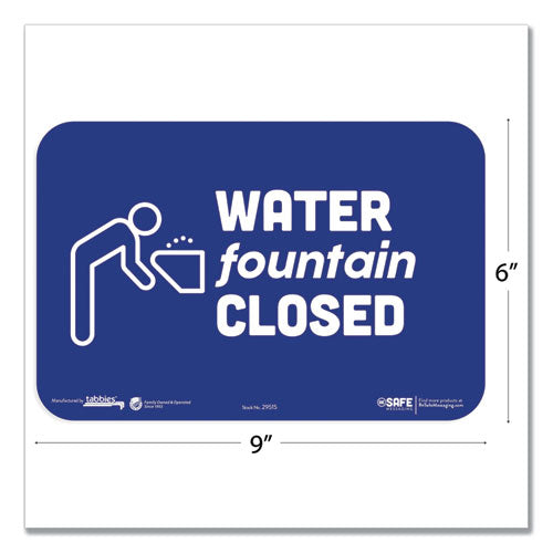 Besafe Messaging Education Wall Signs, 9 X 6,  "water Fountain Closed", 3/pack.