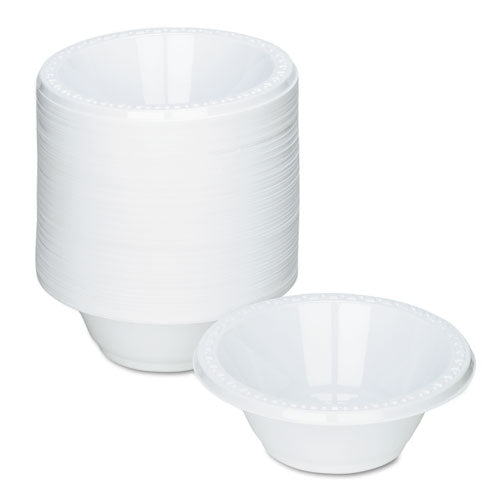 Plastic Dinnerware, Bowl, 12 Oz, White, 125/pack.