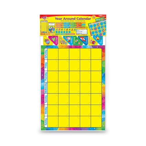 Year Around Calendar Bulletin Board Set,12-month Calendar, 22" X 17", Assorted Colors, 106/set