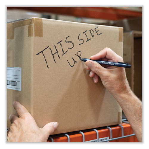 Wax-based Marking Pencil, 4.4 Mm, Black Wax, Navy Blue Barrel, 10/box.