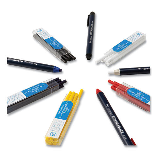 Wax-based Marking Pencil, 4.4 Mm, Black Wax, Navy Blue Barrel, 10/box.