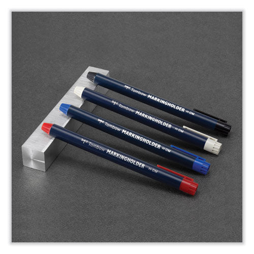 Wax-based Marking Pencil, 4.4 Mm, Black Wax, Navy Blue Barrel, 10/box.