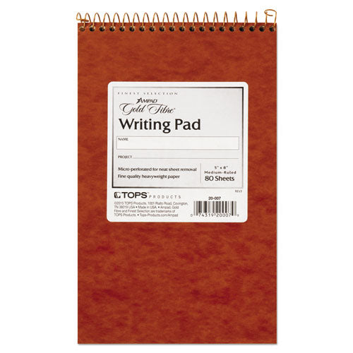 Gold Fibre Retro Wirebound Writing Pads, Medium/college Rule, Red Cover, 80 White 5 X 8 Sheets.