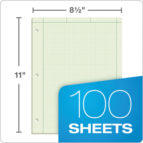 Engineering Computation Pads,Cross-section Quadrille Rule (5 Sq/in, 1 Sq/in), Green Cover, 100 Green-tint 8.5 X 11 Sheets