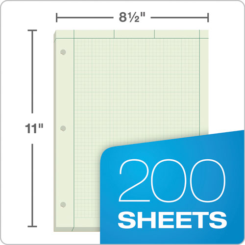 Engineering Computation Pads, Cross-section Quadrille Rule (5 Sq/in, 1 Sq/in), Green Cover, 200 Green-tint 8.5 X 11 Sheets.