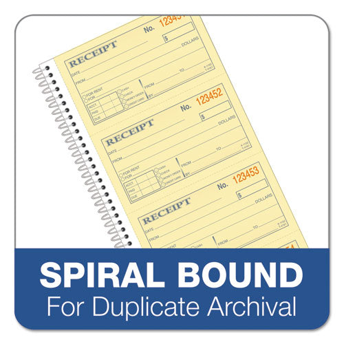 Spiralbound Money And Rent Receipt Book, Two-part Carbonless, 4.75 X 2.75, 4 Forms/sheet, 200 Forms Total