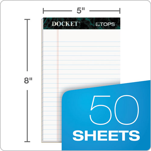 Docket Ruled Perforated Pads, Narrow Rule, 50 White 5 X 8 Sheets, 12/pack.