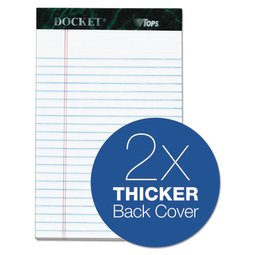 Docket Ruled Perforated Pads, Narrow Rule, 50 White 5 X 8 Sheets, 6/pack.