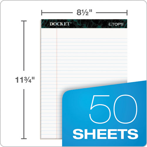Docket Ruled Perforated Pads, Wide/legal Rule, 50 White 8.5 X 11.75 Sheets, 12/pack.