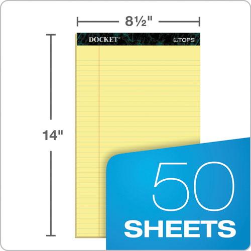 Docket Ruled Perforated Pads, Wide/legal Rule, 50 Canary-yellow 8.5 X 14 Sheets, 12/pack.