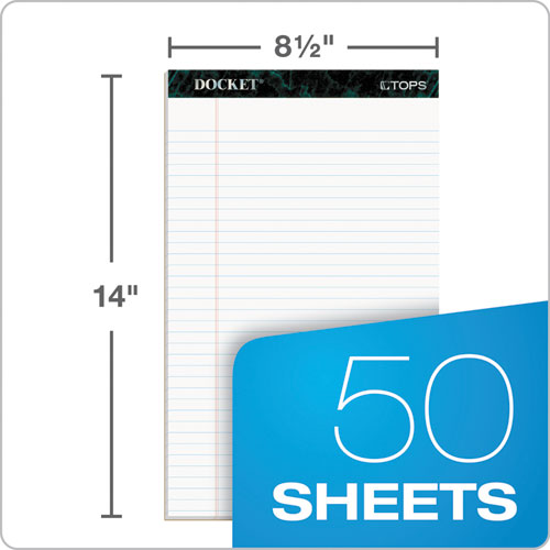 Docket Ruled Perforated Pads, Wide/legal Rule, 50 White 8.5 X 14 Sheets, 12/pack.