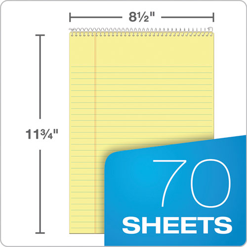 Docket Ruled Wirebound Pad With Cover, Wide/legal Rule, Blue Cover, 70 Canary-yellow 8.5 X 11.75 Sheets.