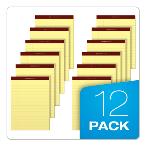 Docket Gold Ruled Perforated Pads, Wide/legal Rule, 50 Canary-yellow 8.5 X 11.75 Sheets, 12/pack.