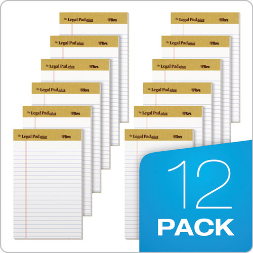Legal Pad Plus Ruled Perforated Pads With 40 Pt. Back,Narrow Rule, 50 White 5 X 8 Sheets, Dozen