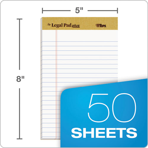 Legal Pad Plus Ruled Perforated Pads With 40 Pt. Back,Narrow Rule, 50 White 5 X 8 Sheets, Dozen