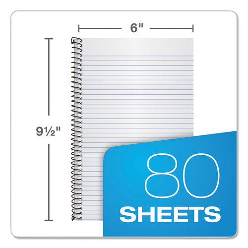 Second Nature Single Subject Wirebound Notebooks,Medium/college Rule, Light Blue Cover, (80) 9.5 X 6 Sheets