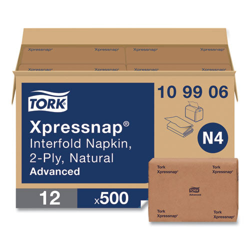 Xpressnap Interfold Dispenser Napkins, 2-ply, 6.5 X 8.5, Natural, 500/pack, 12 Packs/carton
