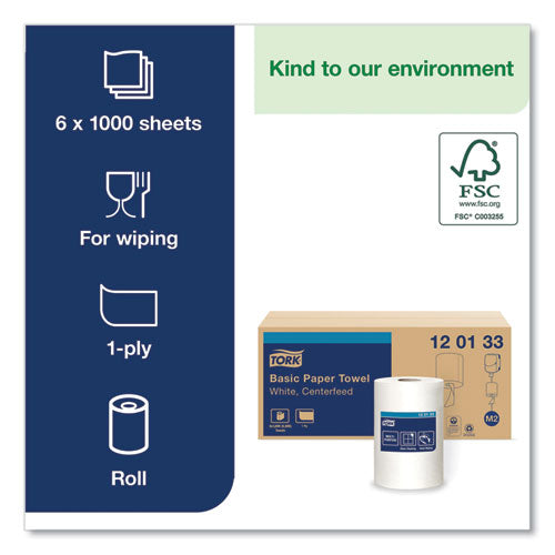 Advanced Centerfeed Hand Towel,1-ply, 8.25 X 11.8, White, 1,000/roll, 6/carton.