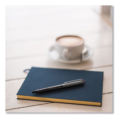 Vision Needle Roller Ball Pen, Stick, Fine 0.7 Mm, Black Ink, Gray/clear/black Barrel, Dozen.