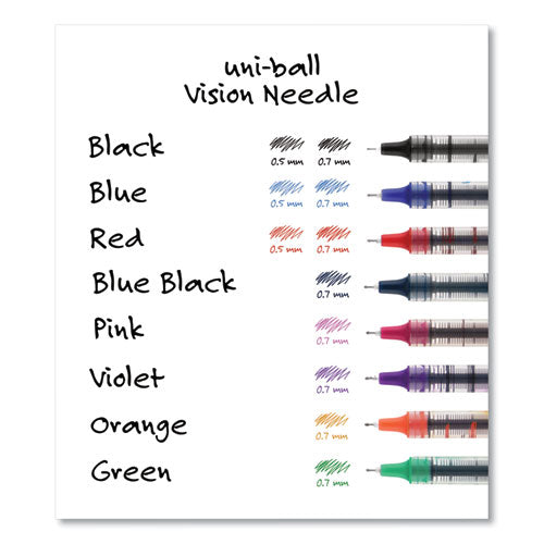 Vision Needle Roller Ball Pen, Stick, Fine 0.7 Mm, Black Ink, Gray/clear/black Barrel, Dozen.