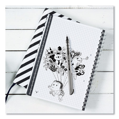 Vision Needle Roller Ball Pen, Stick, Fine 0.7 Mm, Black Ink, Gray/clear/black Barrel, Dozen.