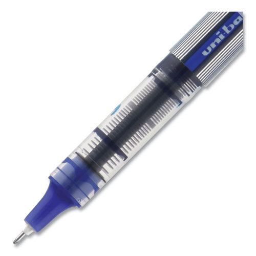 Vision Needle Roller Ball Pen, Stick, Fine 0.7 Mm, Blue Ink, Gray/clear/blue Barrel, Dozen.