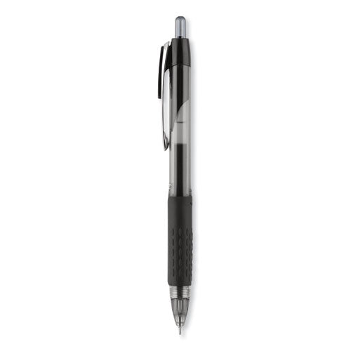 Signo 207 Needle Point Gel Pen, Retractable,Medium 0.7 Mm, Black Ink, Clear/black Barrel, Dozen