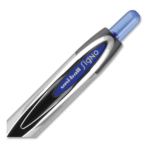 Signo 207 Needle Point Gel Pen,Retractable, Medium 0.7 Mm, Blue Ink, Clear/black/blue Barrel, Dozen